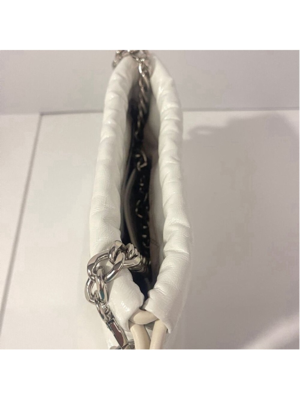 Michael Kors Lina Small Cinch Drawstring Bag Leather Optic White - Picture 8 of 8
